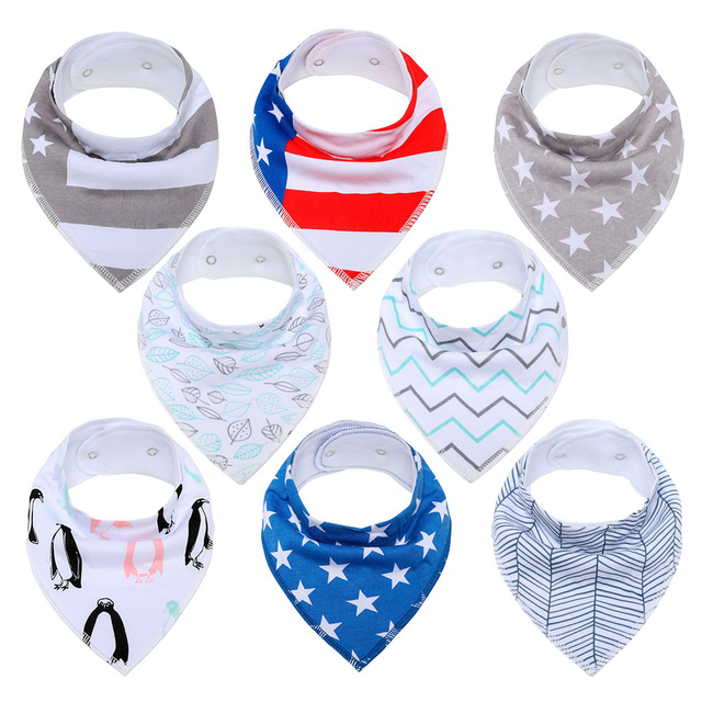 8pcs Baby Bibs Baby Saliva Bobble Bibs Unisex Bibs Set for Drooling and Teething 100% Organic Cotton Newborn Absorbent Soft Bibs