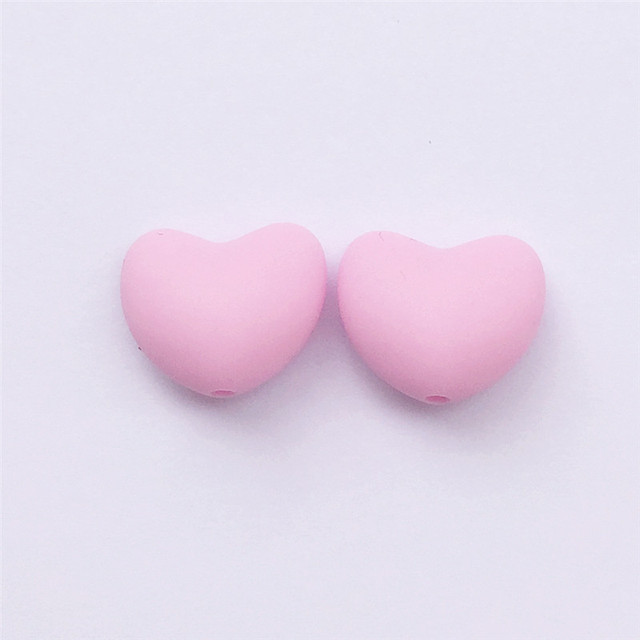 Chenkai 100pcs BPA Free Silicone Heart Teether Beads DIY Baby Pacifier Shower Soother Nursing Pendant Toy Sensory Accessory