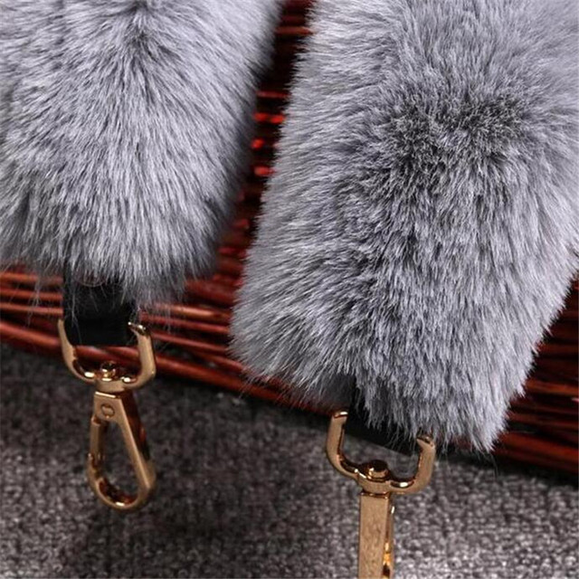 120cm Replacement Bag Belt Faux Fur Straps Handle for Purse Belts Bag Accessories Golden Buckle A119