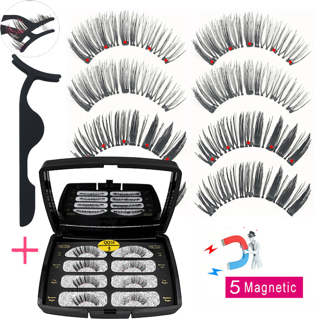 LIKOFO Magnetic Eyelashes with 5 Magnets Natural Handmade 3D/6D False Eyelashes Acrylic Box Long False Eyelashes Cosmetics for Gift