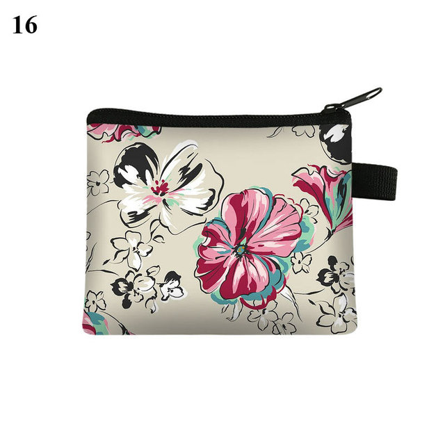 Fashion Brand Wallet Women Lovely Bowknot Flower Print Small Coin Bag Wallet Canvas Zipper Female Coin Purse Purse Earphone