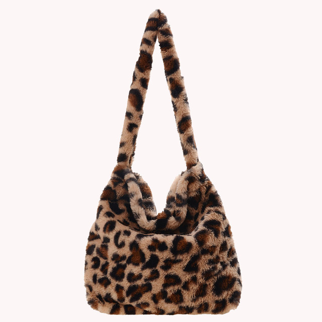 INS Women Flower Print Shoulder Bags Winter New Soft Plush Bucket Bags Female Open Pocket Crossbody Furry Fluffy Tote Bags