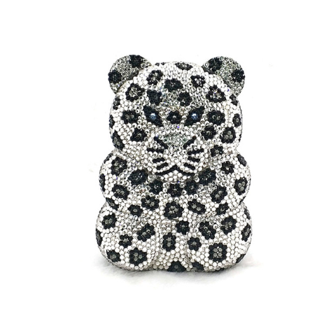 Women's Perforated Bear Handbag,Bear Perforated Crystal Handbag,Cocktail Purse,Shoulder Bag,Gifts