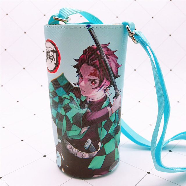 Devil Blade Cartoon Anime Peripheral PU Cup Cover Demon Slayer Kimetsu no Yaiba Kamado Nezuko Student Children Kids Kettle Bag