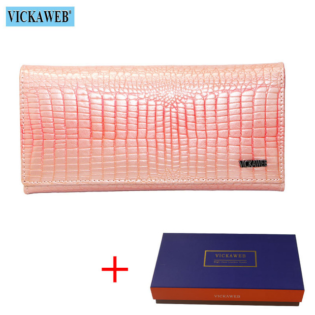 Women's Genuine Leather Magnetic Clip Wallet Fashion Long Wallet Card Holder Free Gift