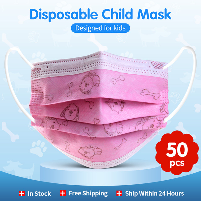 50/100pcs Cartoon Children Face Masks 3 Layer Disposable Mouth Flex Soft Breathable Cute Hygiene Kids Face Mask for Child