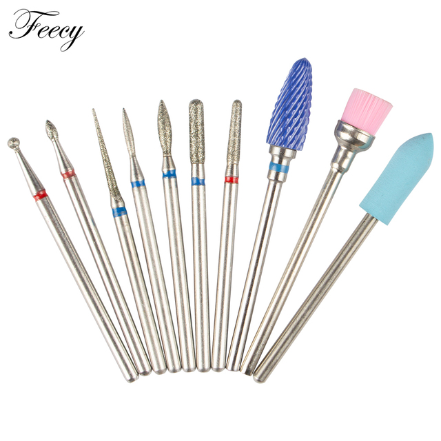 10pcs Ceramic Diamond Grinding Cutter For Manicure Set Nail Bits Grinder Cutters To Remove Gel Varnish Nail Art Accessories