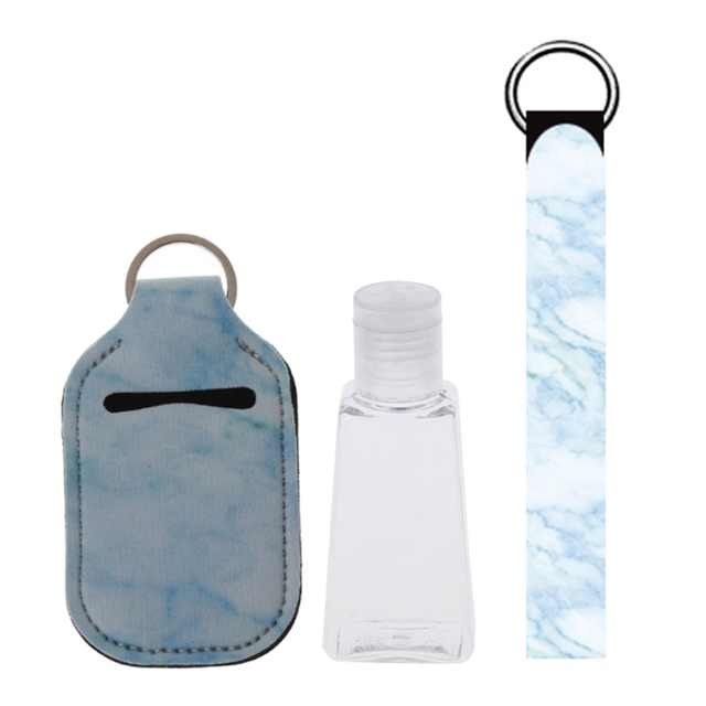 Portable 1oz Refillable Empty Travel Bottles With Keychain Holder Wristlet Set Keychain Bottle Container With Flip Caps