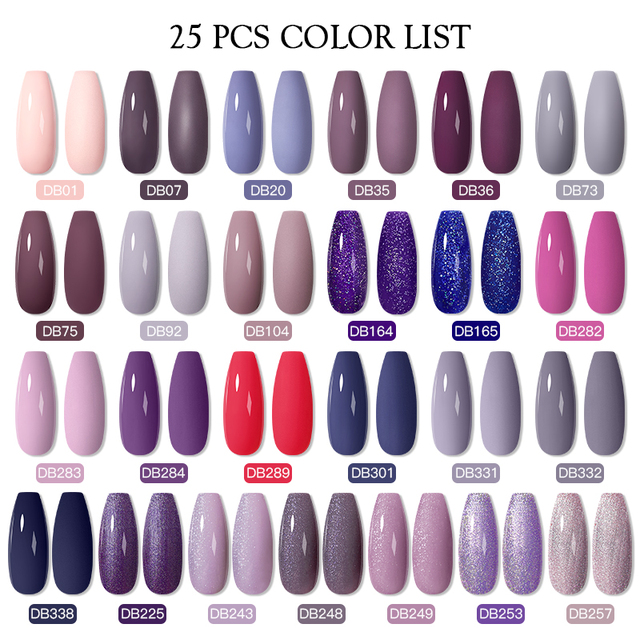 Mtssii 60pcs Color Gel Nail Polish Set Glitter Nail Sequins Gel Soak Off UV Gel Semi Permanent Base Top Gel Nail Art Salon Kits