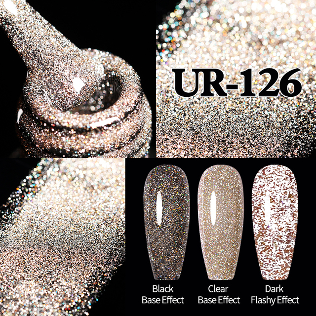 ur sugar 7.5ml neon yellow reflective glitter gel nail polish shine twilight nail gel nail art varnish semi permanent varnish