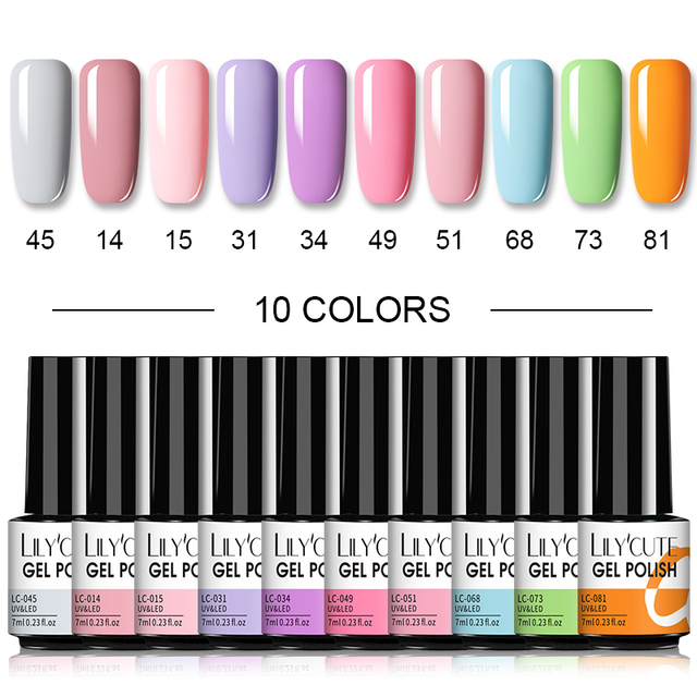 LILYCUTE 20/10/8pcs Set UV Gel Nail Polish Set 7ml Multicolor Semi-Permanent Long Lasting Led Gel Varnish Soak Off Nail Gel