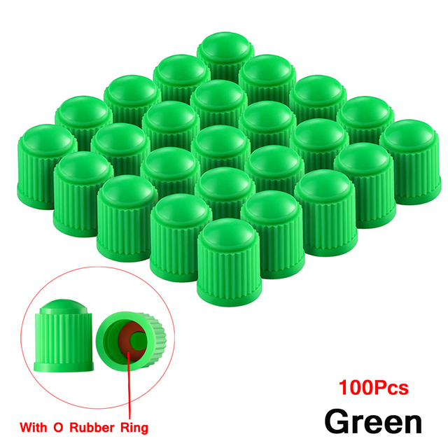 100 pcs Wheel Tire Valve Covers, Universal With O-Ring Rubber Rings For Cars, , Motorcycles, Trucks,SUVs, Bicycles and Bicycles