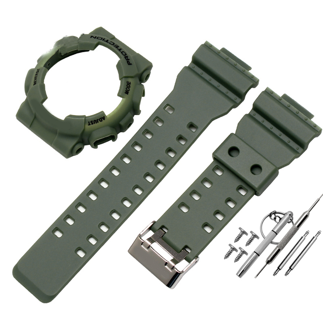 Silicone Rubber Watchband Case For Casio G-SHOCK GA-110/100 GA-120 GD-110 Men's Sport Waterproof Band Strap Bracelet Accessories