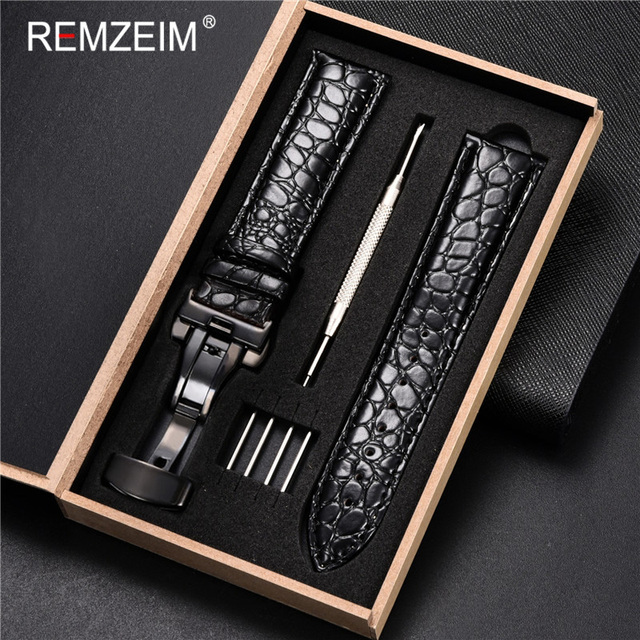 REMZEIM Calfskin Watchband 18mm 19mm 20mm 21mm 22mm 24mm Women Men Leather Strap Watch Band Accessories Wristband