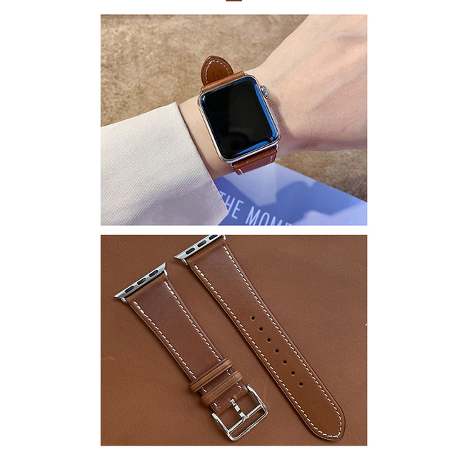 Kebitt High Quality Genuine Leather Single Round iWatch Smart Watch Strap for Apple Watch 7 6 Se 5 4 3 Strap 40mm 44mm 41mm 45mm