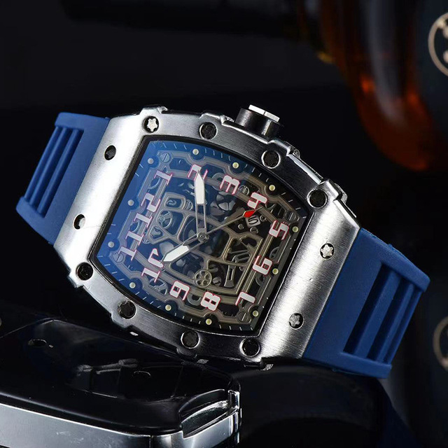 New Luxury 3-pin Transparent Bezel Quartz Watch Men Automatic Watch Men Designer Wristwatches Waterproof Reloj Hombre