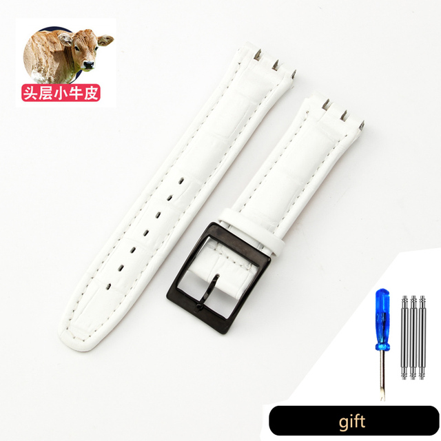 Genuine Leather Watch Strap For Swatch YCS YAS YGS Pin Buckle 17mm 19mm Female Watch Band Blue Red Black Accessories Watchband