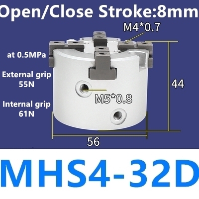 MHS2 MHS3 MHS4 Air Parallel Finger Clutch SameAsSMC Bore 16D/20D/25D/32D/40D/50D mm Double Acting MHS2-16D MHS3-16D MHS4-16D