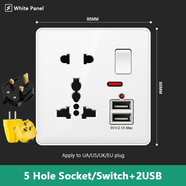 Avoir Matte White Wall Light Switch Universal Electrical Socket With Switch 220V Power Push Button Sockets And Switches