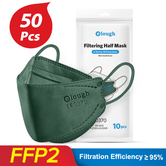 Elough FFP2 CE 0370 Mascarillas FPP2 Homologadas يوروبا KN95 قناع الأسماك شكل Mascarilla FP2 FFP 2 Masken الكبار FFP2mask 4 طبقات