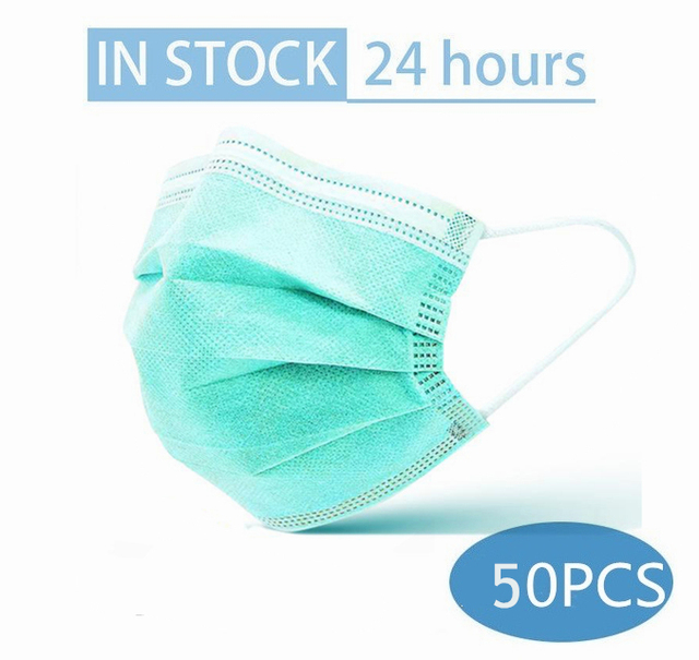 In Stock 10/100pcs Disposable Nonwoven Face Mask 3 Layers Anti Dust Respirator Mask With Elastic Ear Band For Adults