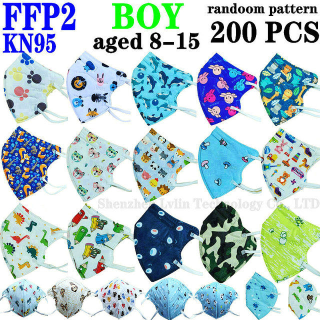 FFP2 KN95 Kids Mask Cartoon Kids 3-8 8-15 Years 5 Layers Mask Boys Girls Face Mask CE Safety Protector