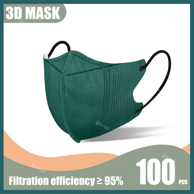 Disposable Protective Mask Morandi Black Masks 3D Adult 4 Ply 95% Filtration Mascarillas quiurgicas Homeopathic No Nose Bridge