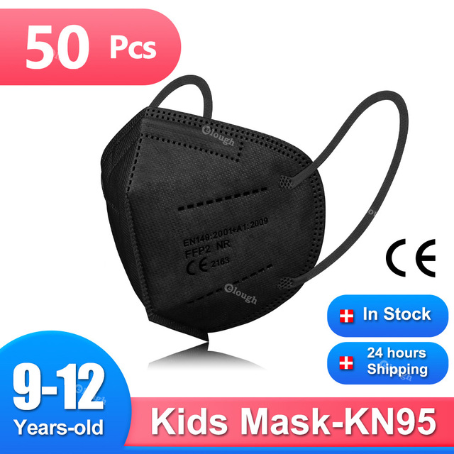 Children FFP2 Masks KN95 Mascarillas FPP2 Ninos ffp2neckids Masque Enfant 5 Layers Protective Face Mask Fit 9-12 Years