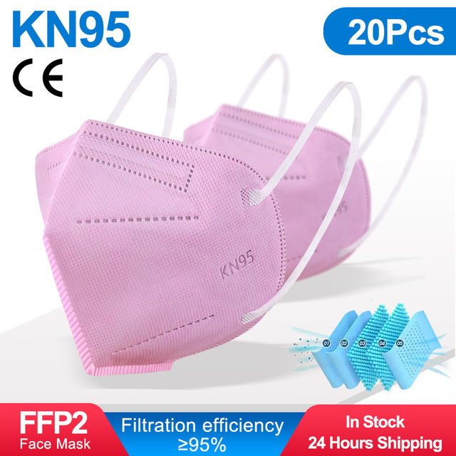 5-200pcs KN95 Mascarillas FFP2 Reutilizable 5 Layers Protective Filter 95% PM2.5 Approved Sanitary ffp2mask ce FFP2 Negras fpp2