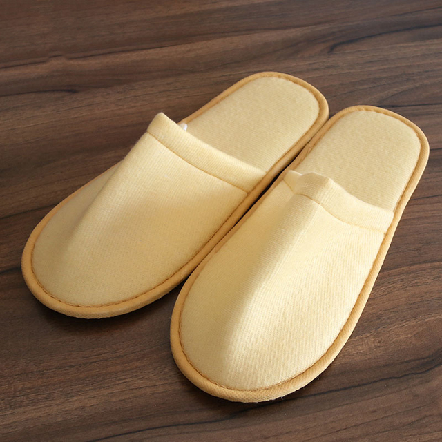 1 Pair Simple Unisex Solid Color Slippers Hotel Travel Spa Portable Men Slippers Disposable Guest Home Indoor Cloth Men Slippers