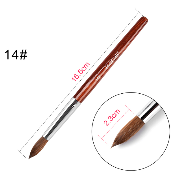 KADS Acrylic Nail Brush Curly Kolinsky Sable UV Nail Art Gel Extension Brush Manicure Flat Round Brush Red Wood Nail Brush