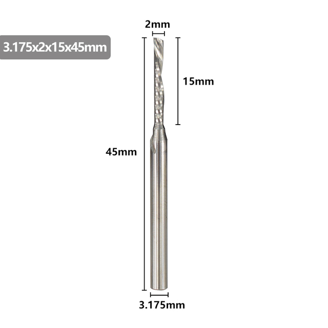 XCAN-آلة قطع كربيد واحدة ، 3.175 مللي متر (1/8 بوصة) ، جهاز التوجيه CNC ، قطر 1-3.175 مللي متر ، لقطع الألومنيوم