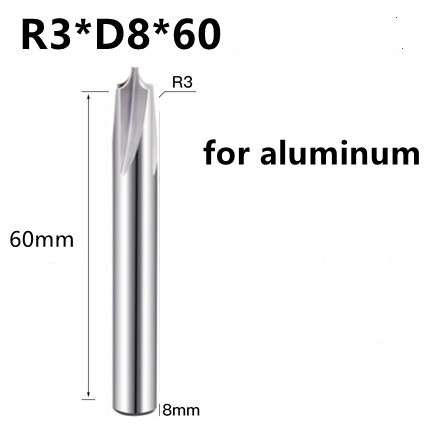 Tungsten Carbide Radius Corner Rounding Cutter End Mill Tool CNC R0.5 R1 R2 R3 R6 Chamfer Out Radish Quarter Circle Router