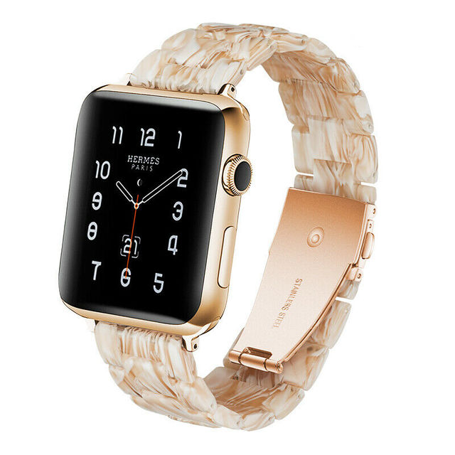 Replacement Resin Tortoise Shell Lines Watch Strap Bracelet For Apple Watch Series 5/4/3/2/1 42mm 44mm 38 and 40mm Leopard Print