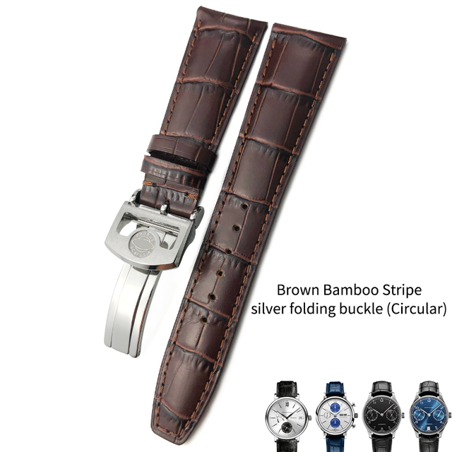 Cowhide watch strap 20mm 21mm 22mm,replacement for Portuguese IWC,Porotfino,Family piloto,folding buckle