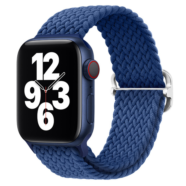 Braided Solo Loop Ring for Apple Watch 44mm 40mm 42mm 38mm Elastic Nylon Fabric Bracelet for iWatch 3 4 5 SE 6 Adjustable Buckle