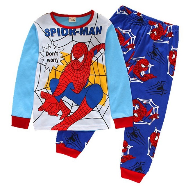 New Spider-Man cartoon children's long-sleeved pajamas children's champion home wear boys' underwear two-piece suit pajamas