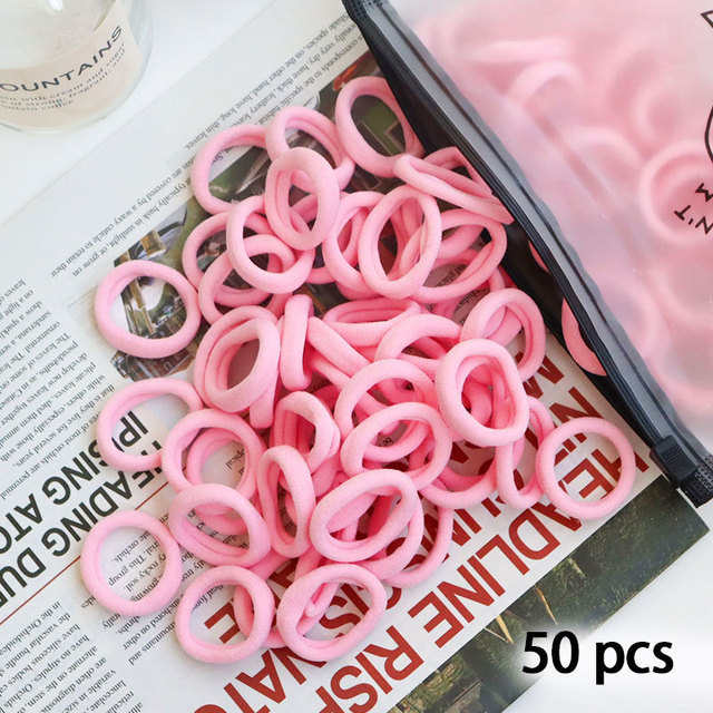 50pcs Set Colorful Girl Ornament Nylon Elastic Hair Bands Ponytail Hair Accessories Holder Rubber Bands Scrunchie Headband