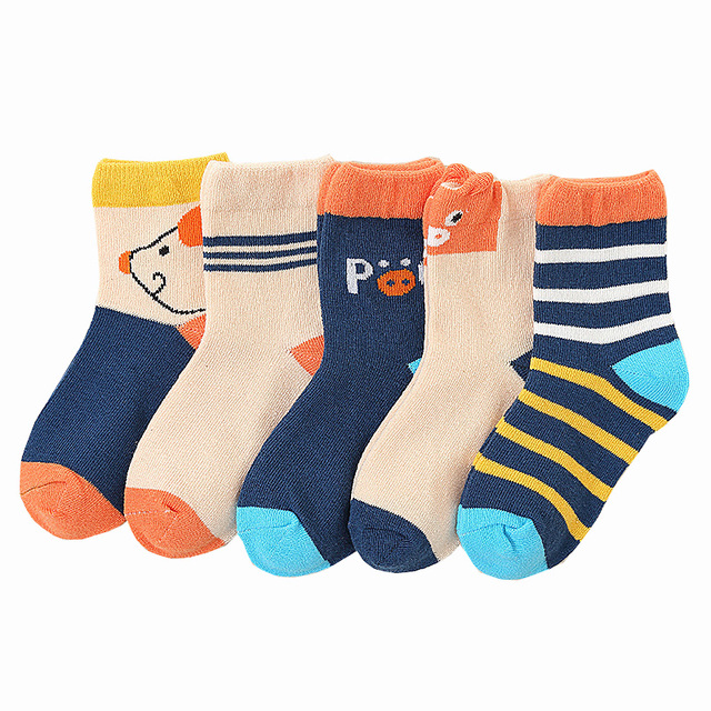 5 Pairs Cute Cartoon Kids Socks Autumn Winter Warm Baby Boys Girls Socks Soft Cotton Toddler Baby Children Socks 1-12 Years