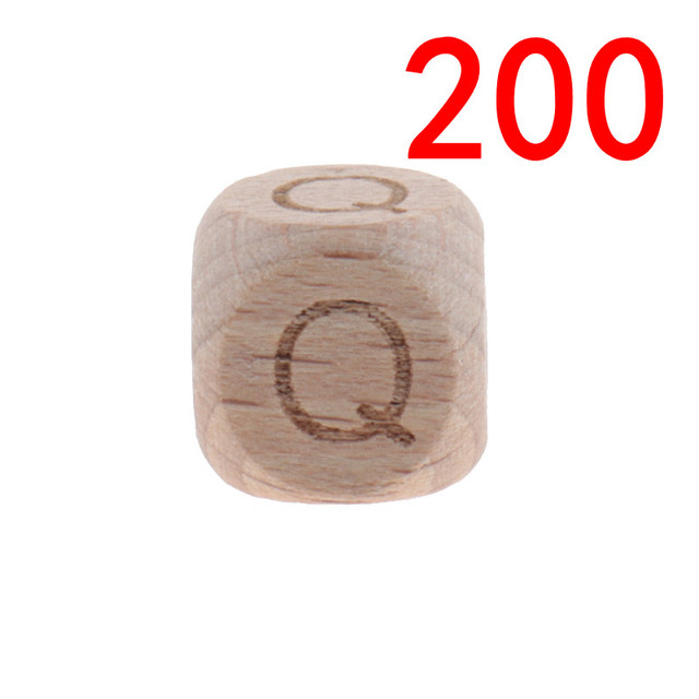 200pcs 12mm Beech Wooden Beads For Baby Wood Letters Bead Baby Teether Diy Beads With Silicone Teether Letters Alphabet