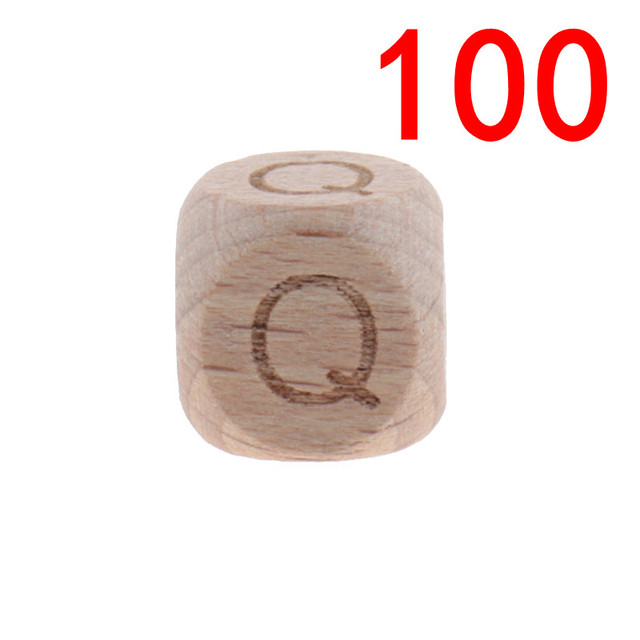 100pcs Baby Teething Beads 12mm Letter Beech Beads Pacifier Chain Letters Wooden Pacifier Toys Personalized Newborn Gifts