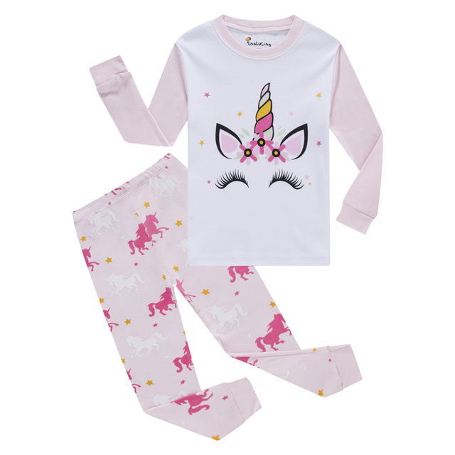 Disney Princess Pajamas Sets Cotton Snow White Girls Sleepwear Unicorn Sleepwear 2-8 Years Kids Children's Sleepwear Set