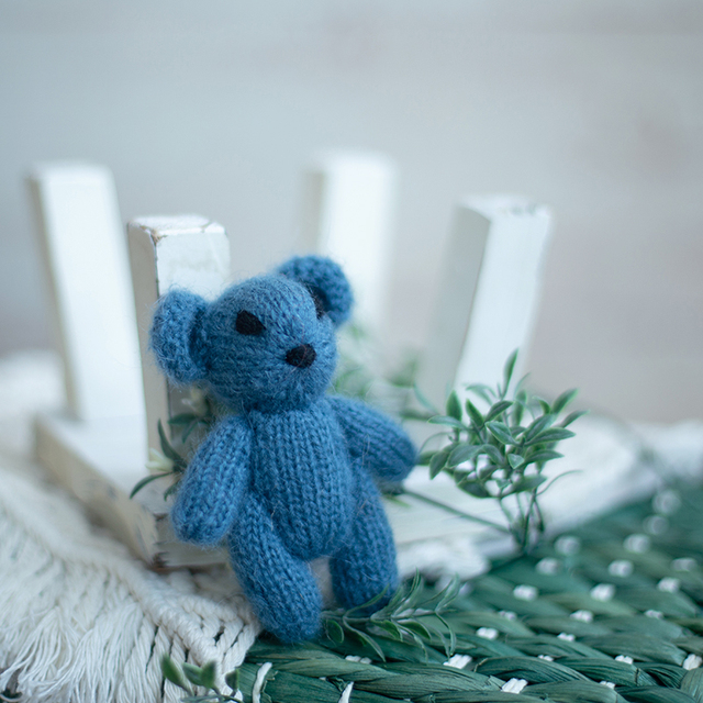 Newborn Teddy Bear Knit Mohair Animal Stuffer Photography Props Crochet Baby Photo Shoot