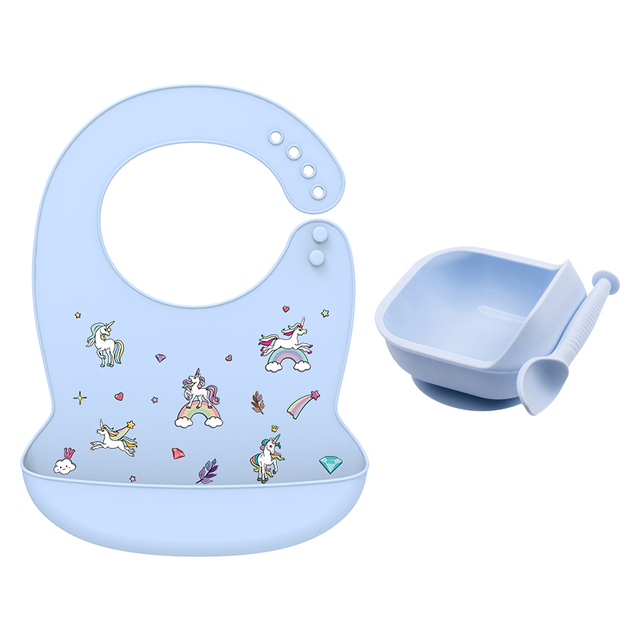 LOFCA 1 Set Baby Silicone Feeding Bowl Food Grade Liquid-Proof Suction Rotating Bowl Learning Dishes Tableware Children Plate