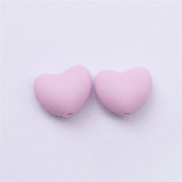 Chenkai 100pcs BPA Free Silicone Heart Teether Beads DIY Baby Pacifier Shower Soother Nursing Pendant Toy Sensory Accessory