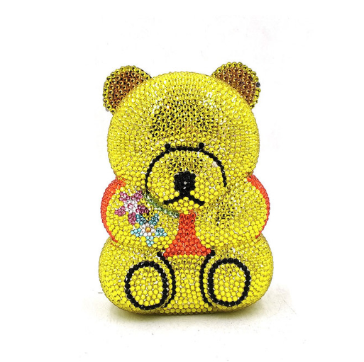 Women's Perforated Bear Handbag,Bear Perforated Crystal Handbag,Cocktail Purse,Shoulder Bag,Gifts