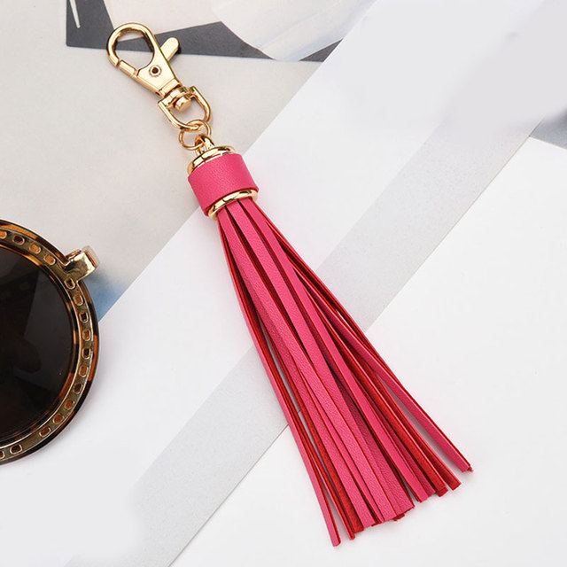 Fringe PU Leather Tassel Keychains Rhodium Key Holder Metal Key Charm Key Ring Bag Auto Car Pendant Hot Sale Jewelry