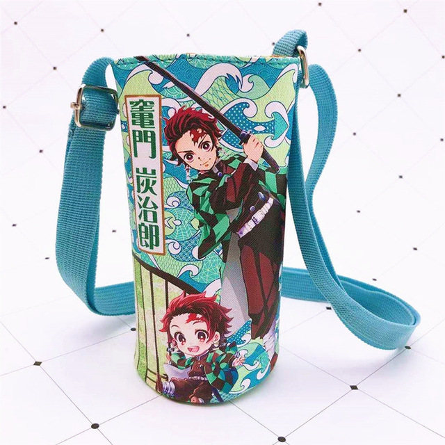 Devil Blade Cartoon Anime Peripheral PU Cup Cover Demon Slayer Kimetsu no Yaiba Kamado Nezuko Student Children Kids Kettle Bag