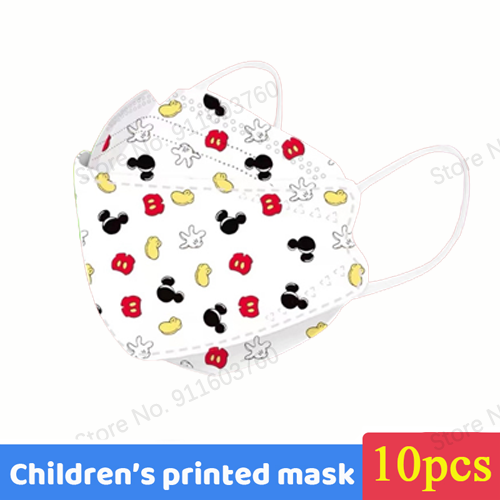 Disney Children KN95 Face Mask Anime Mickey Cartoon Cute 4-layers Breathable for 4-12 Years FFP2 Mouth Mascarillas 10pcs/bag