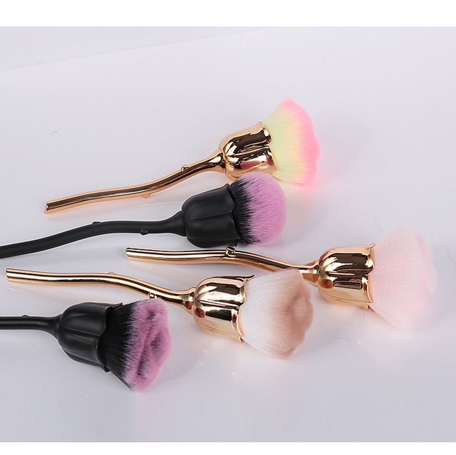 Flower Nail Brush for Manicure Rose Nail Art Brush Nail Extensions Popular Tools Round Small Gel Polish Dust Cleaning Brushes